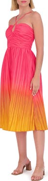 Vince Camuto Gradient Taffeta Halter Midi Dress