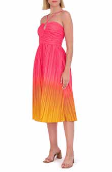 Vince Camuto Gradient Taffeta Halter Midi Dress