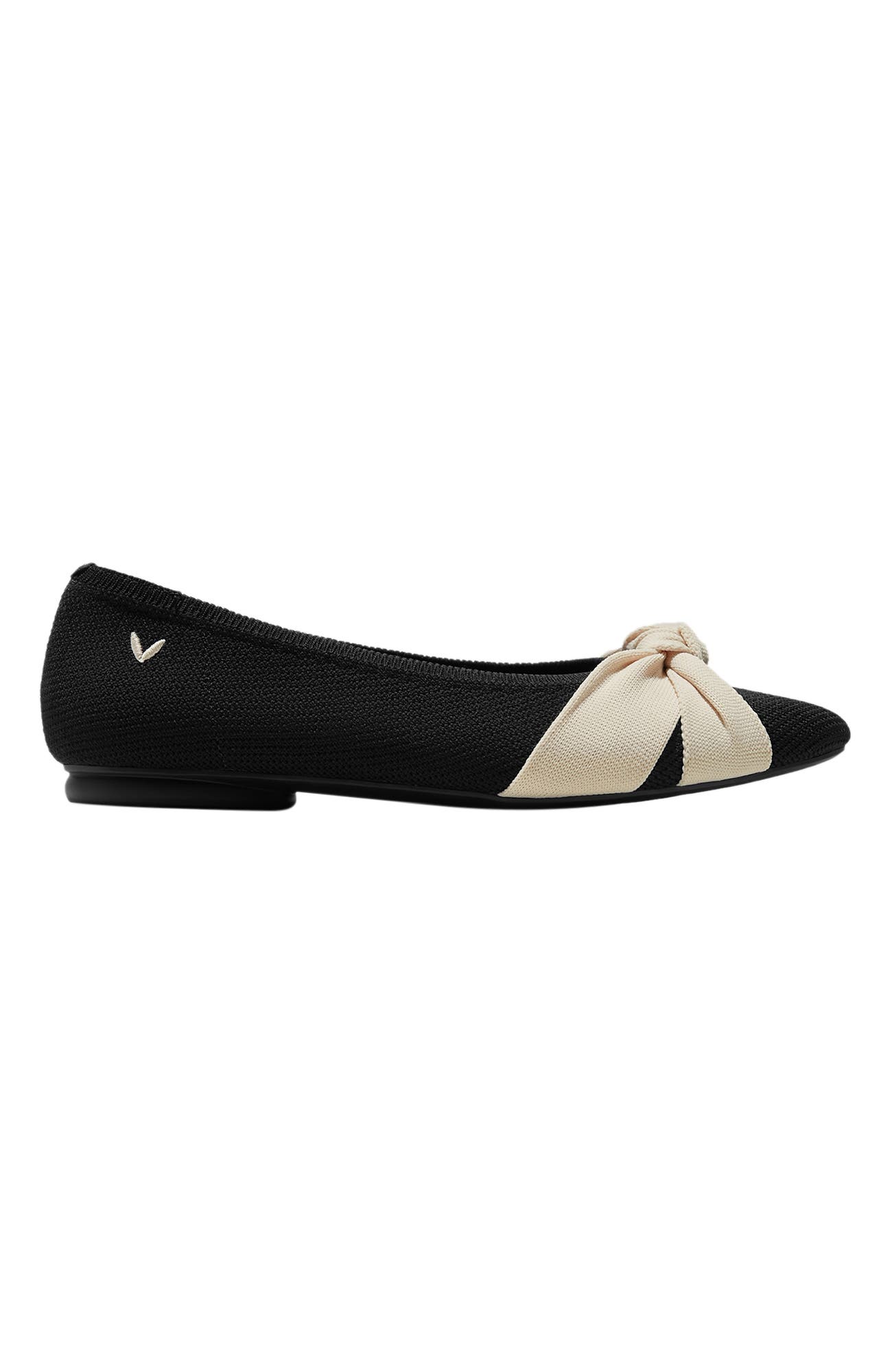 VIVAIA Almond-Toe Knotted Flats, Alternate, color, Black