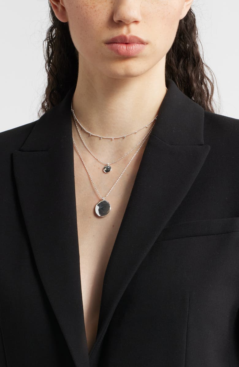 Nordstrom Set of 3 Disc Pendant Necklaces, Alternate, color, Silver