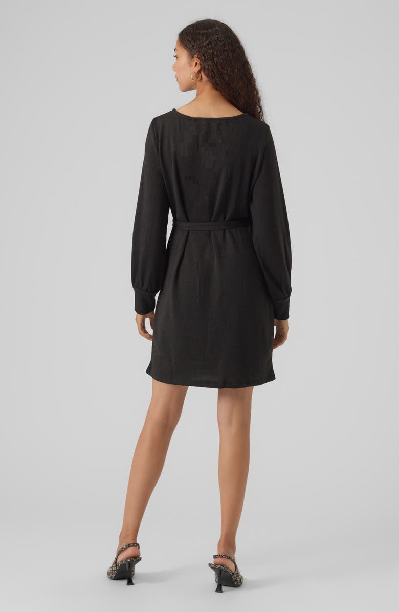 VERO MODA Otea Long Sleeve Tie Waist Dress, Alternate, color, Black