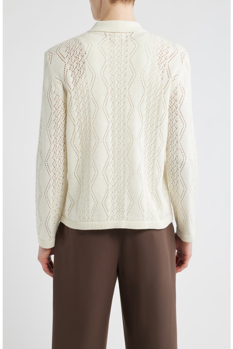 Cotton Pointelle Zip Cardigan, Alternate, color, IVORY EGRET