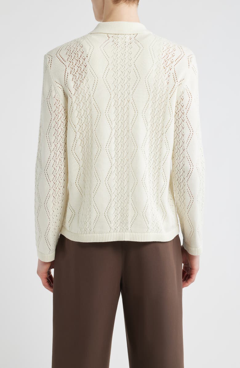 Open Edit Cotton Pointelle Zip Cardigan, Alternate, color, Ivory Egret