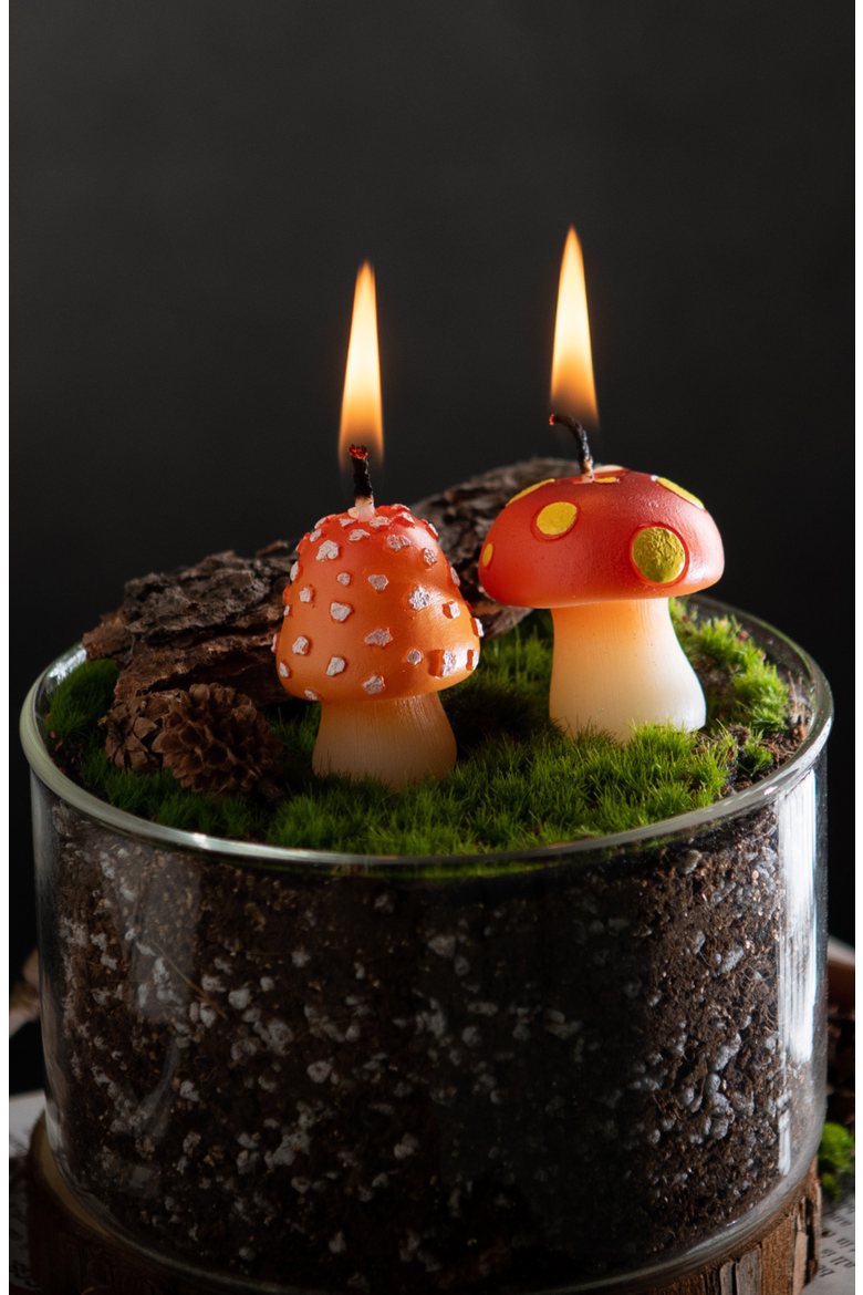 Mini Mushroom Candle Set, Alternate, color, Red With White Spots