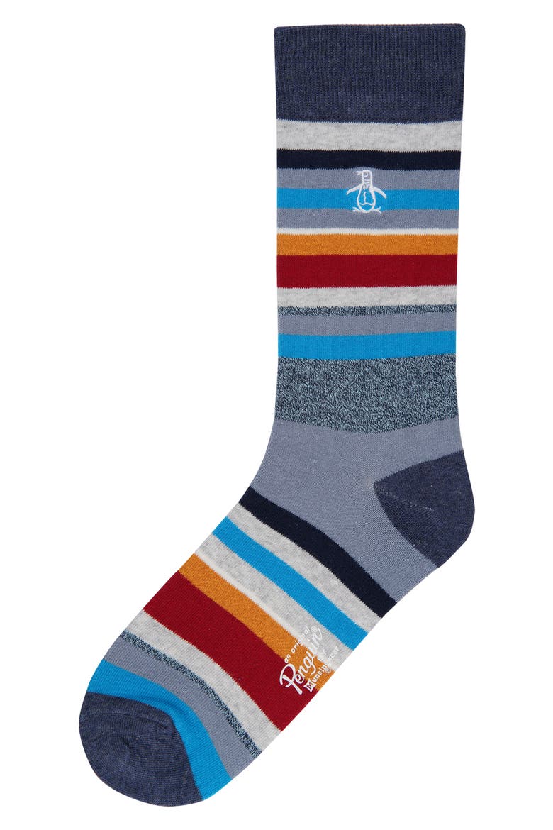 Preston Stripe Dress Socks, Main, color, NAVY