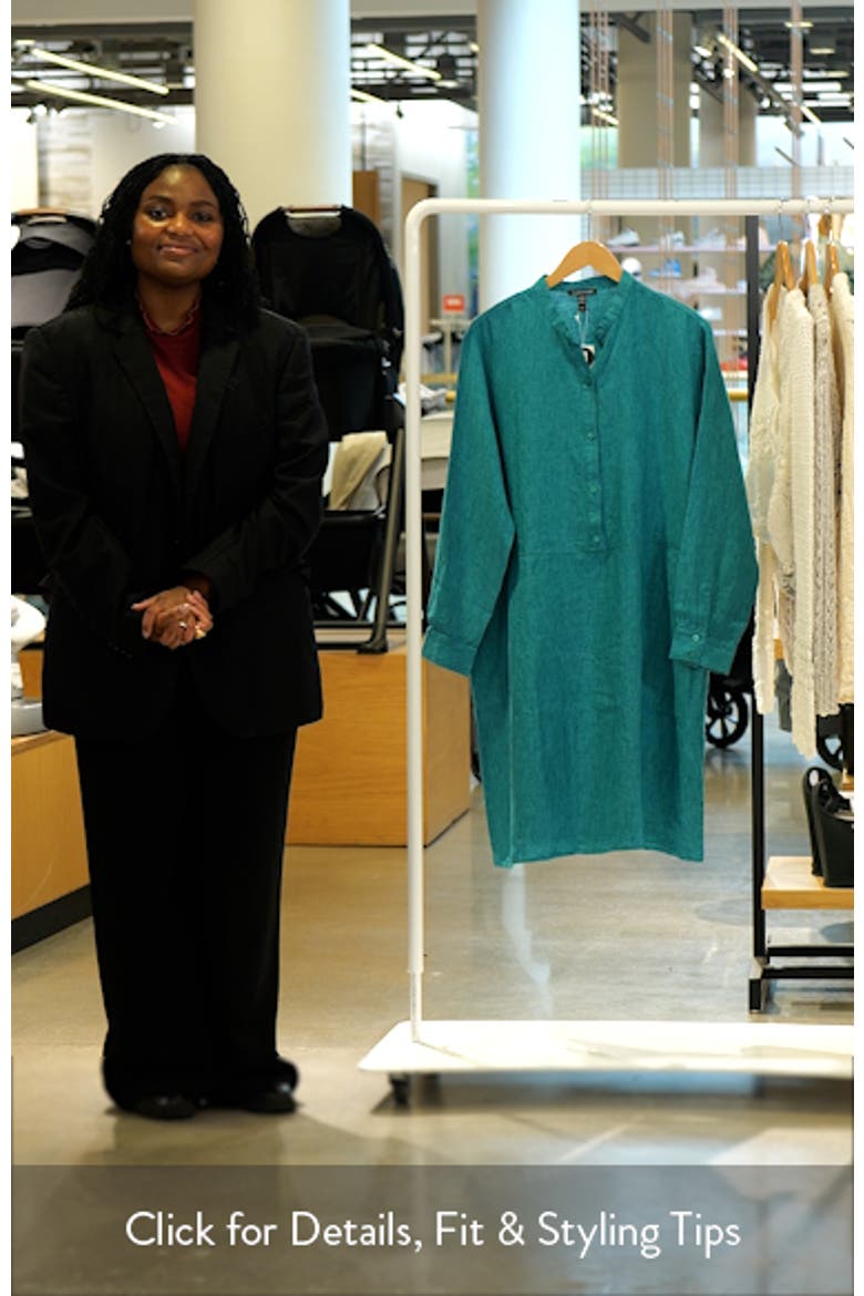 Long Sleeve Organic Linen Shift Shirtdress video