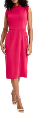 Maggy London Ruffle Mock Neck Sheath Dress