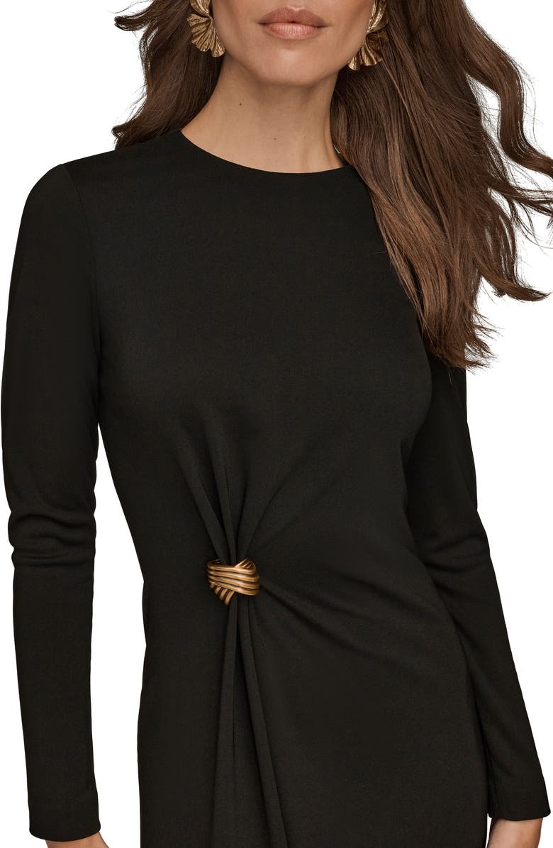 Donna Karan New York Hardware Long Sleeve Jersey A-Line Dress, Alternate, color, 