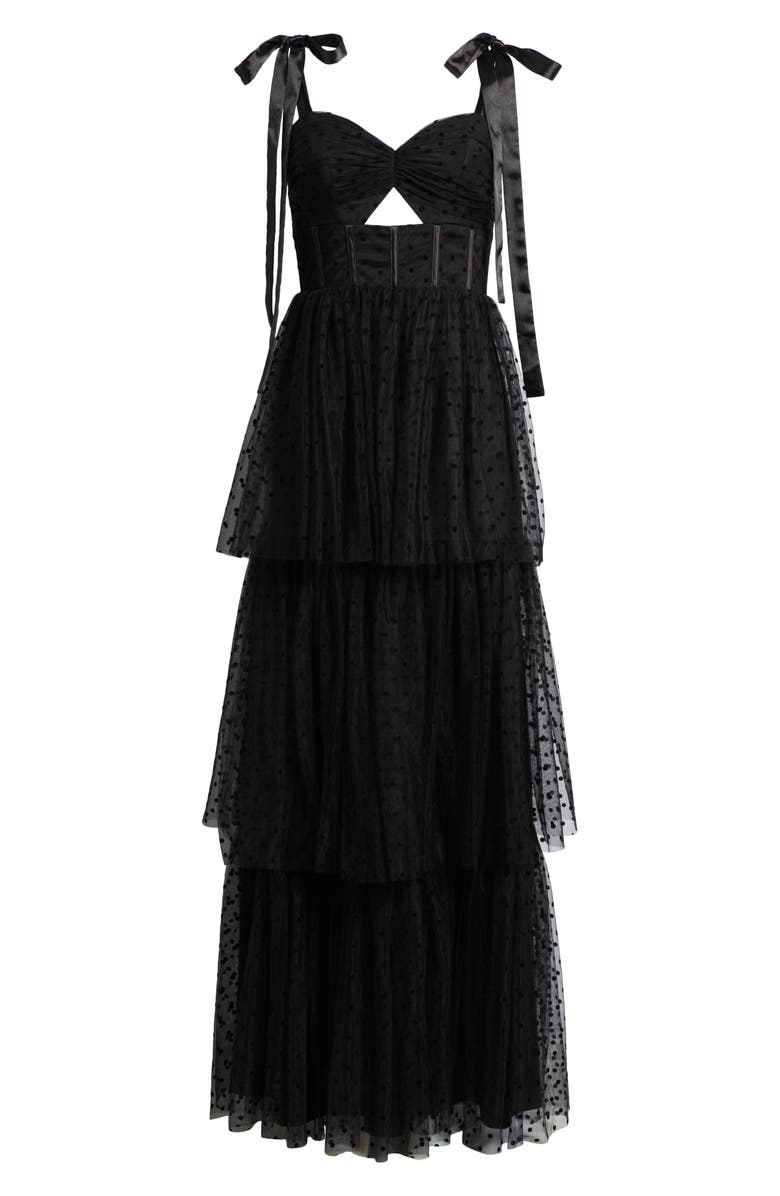 Lulus Billie Swiss Dot Tiered Maxi Cocktail Dress, Alternate, color, 