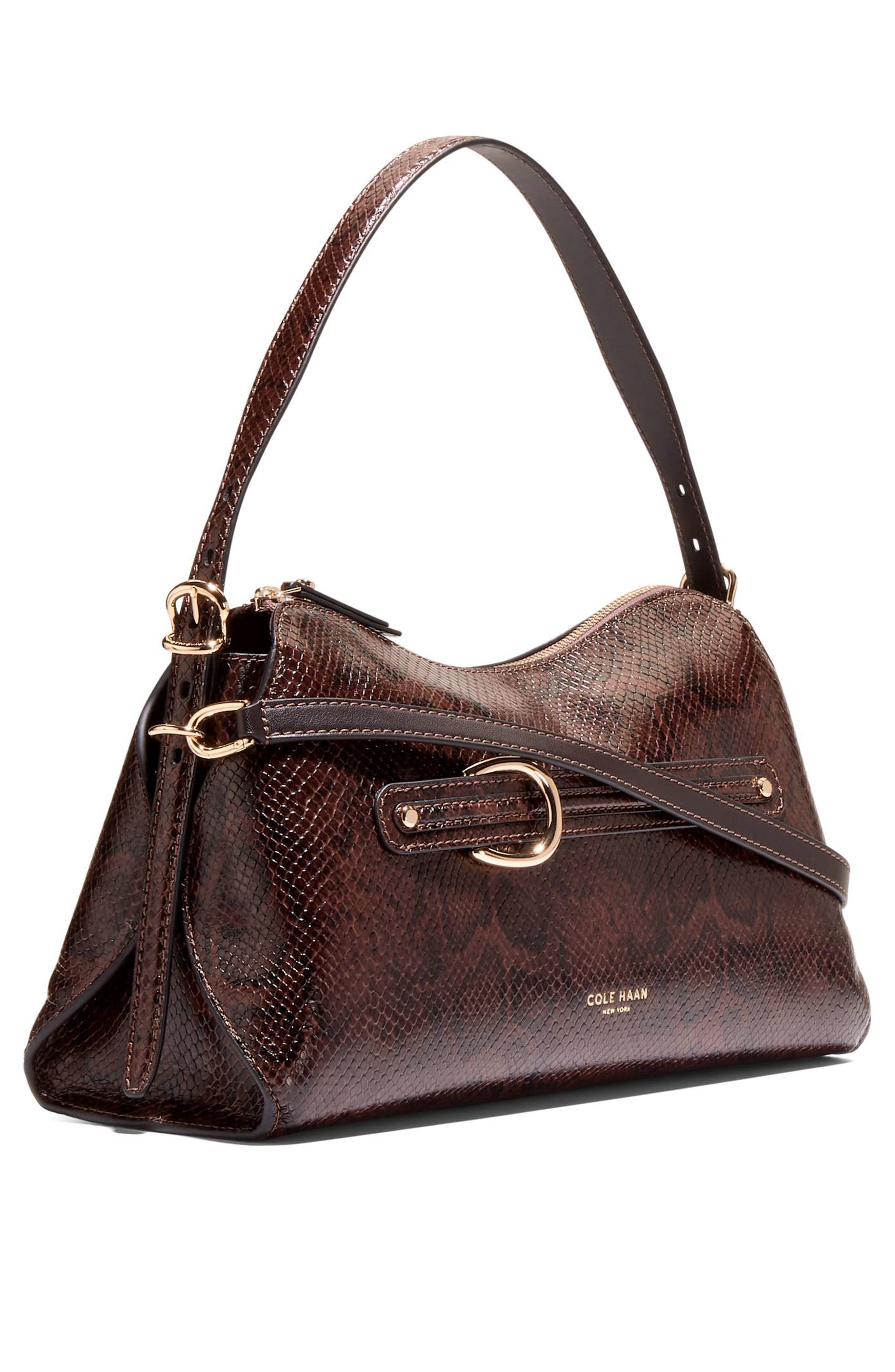 Vivianne Snake Embossed Leather Shoulder Bag, Alternate, color, HICKORY SNAKE PRINT