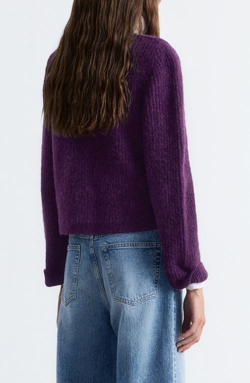 & Other Stories Fuzzy Rib Wool & Alpaca Blend Cardigan In Purple