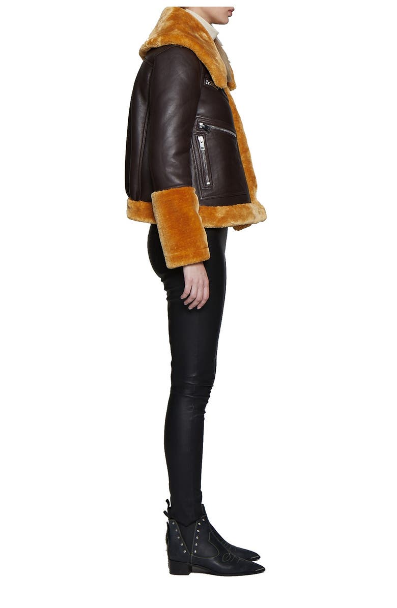 Walter Baker Eduardo Faux Fur Trim & Leather Jacket, Main, color, 