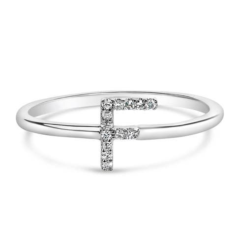 10K White Gold Diamond Accent Initial "A-Z" Ring