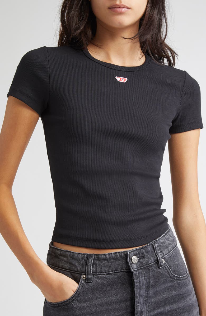 DIESEL<sup>®</sup> Oval D Embroidered Rib T-Shirt, Alternate, color, Deep/Black