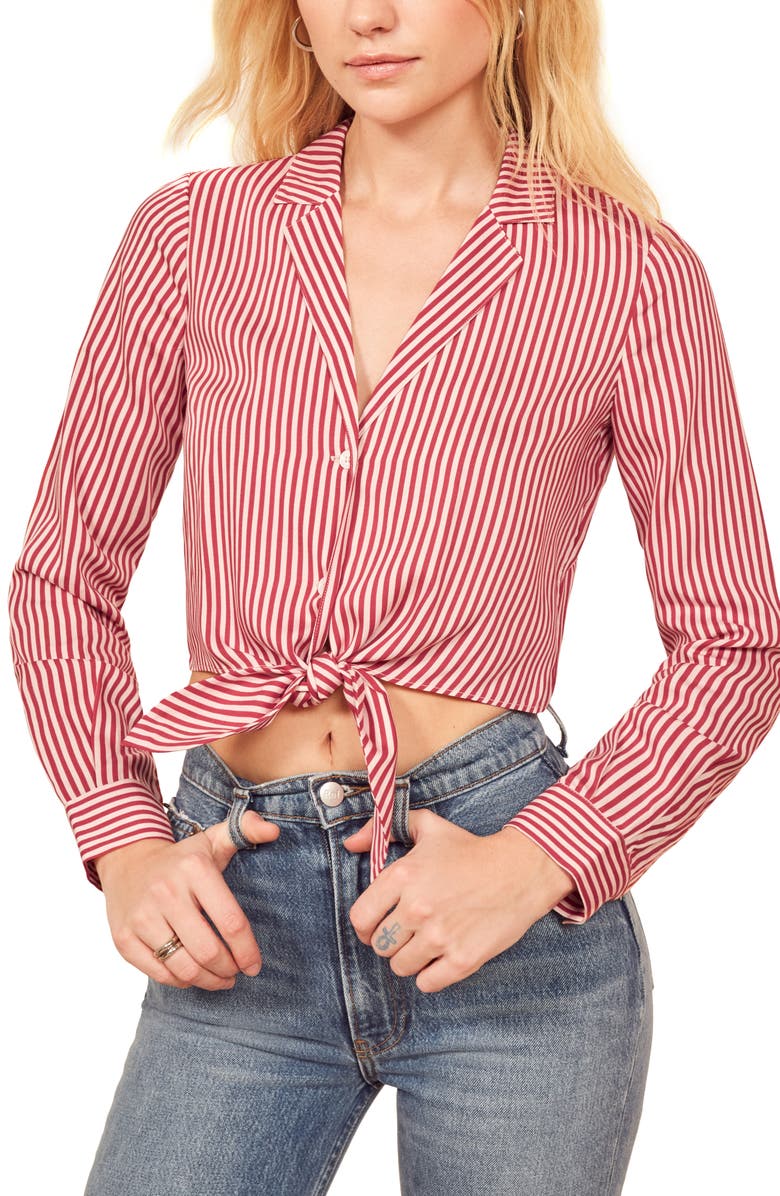 Reformation Alexis Tie Front Top, Main, color,