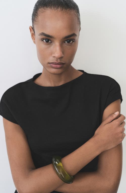 Mango Drape Waist Cotton Midi Dress In Black