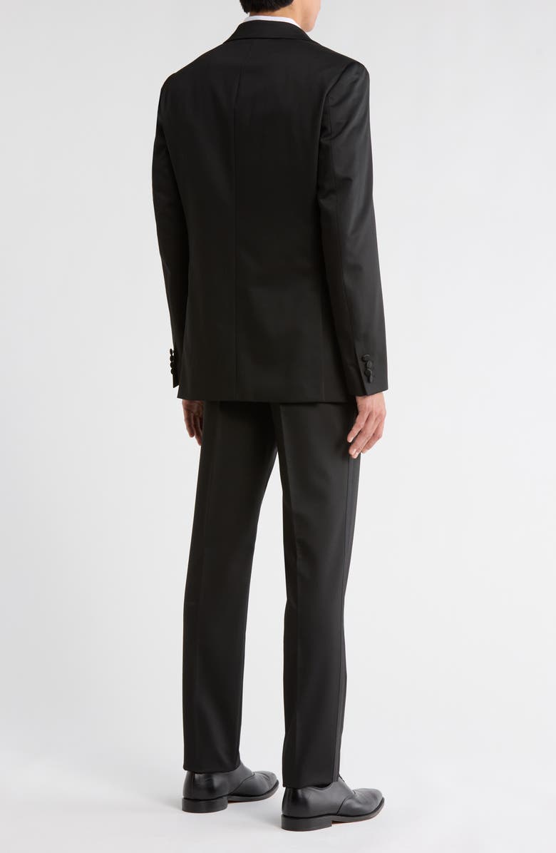 Original Penguin Peak Lapel Satin Trim Tuxedo, Alternate, color, Black