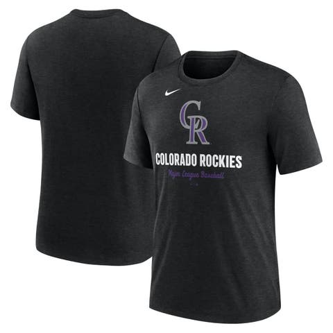 Men's Nike Heather Black Colorado Rockies Logo Tri-Blend T-Shirt