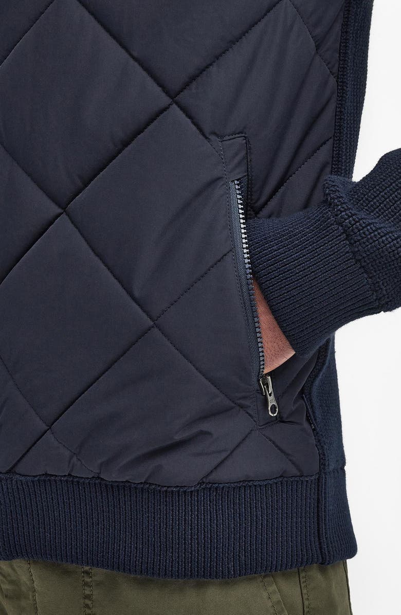 Barbour Newland Quilt Front Zip Cardigan, Alternate, color, Navy