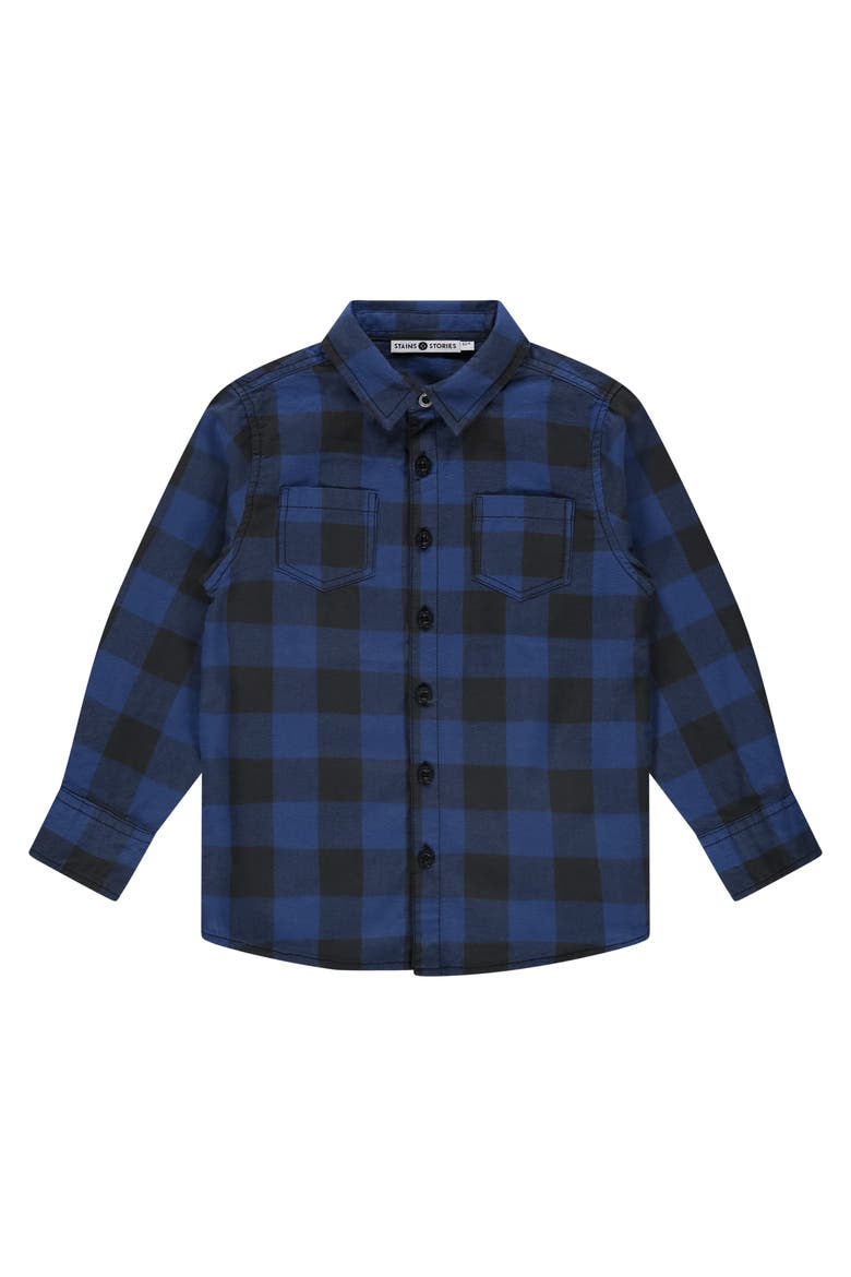 Check Button Up Shirt, Main, color, Blue