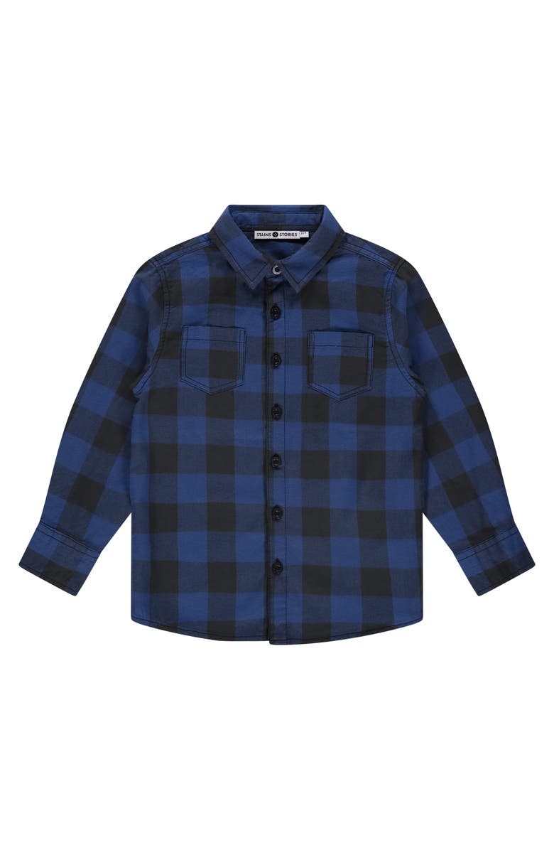 Stains and Stories by Babyface Check Button Up Shirt, Main, color, Blue