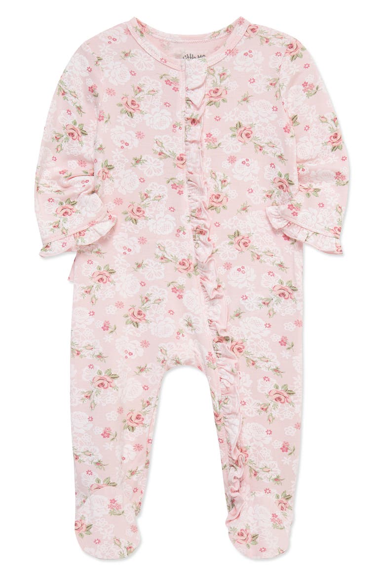Floral Ruffle Stretch Viscose Footie (Nordstrom Exclusive), Alternate, color, PINK