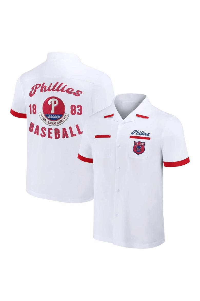 Men's Darius Rucker Collection by Fanatics  White Philadelphia Phillies Bowling Button-Up Shirt, Main, color, White