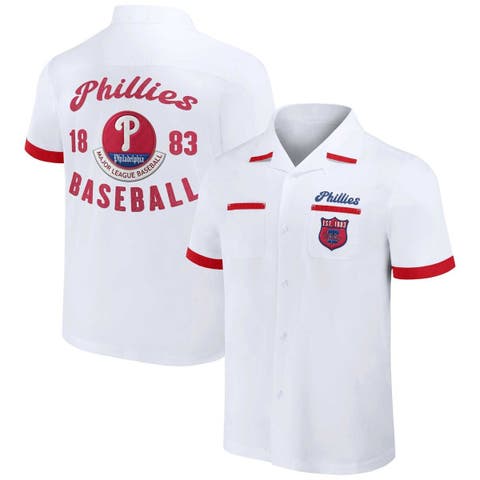 Men's Darius Rucker Collection by Fanatics  White Philadelphia Phillies Bowling Button-Up Shirt