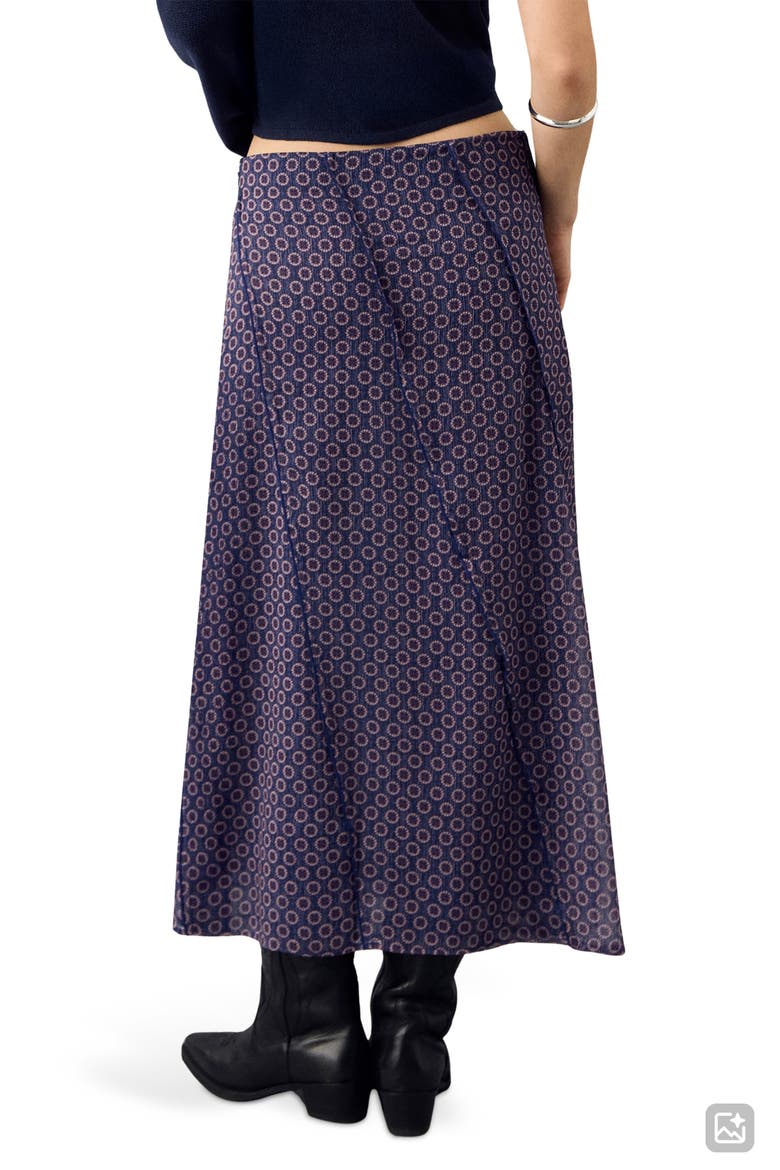 Floral Print Maxi Skirt, Alternate, color, NAVY