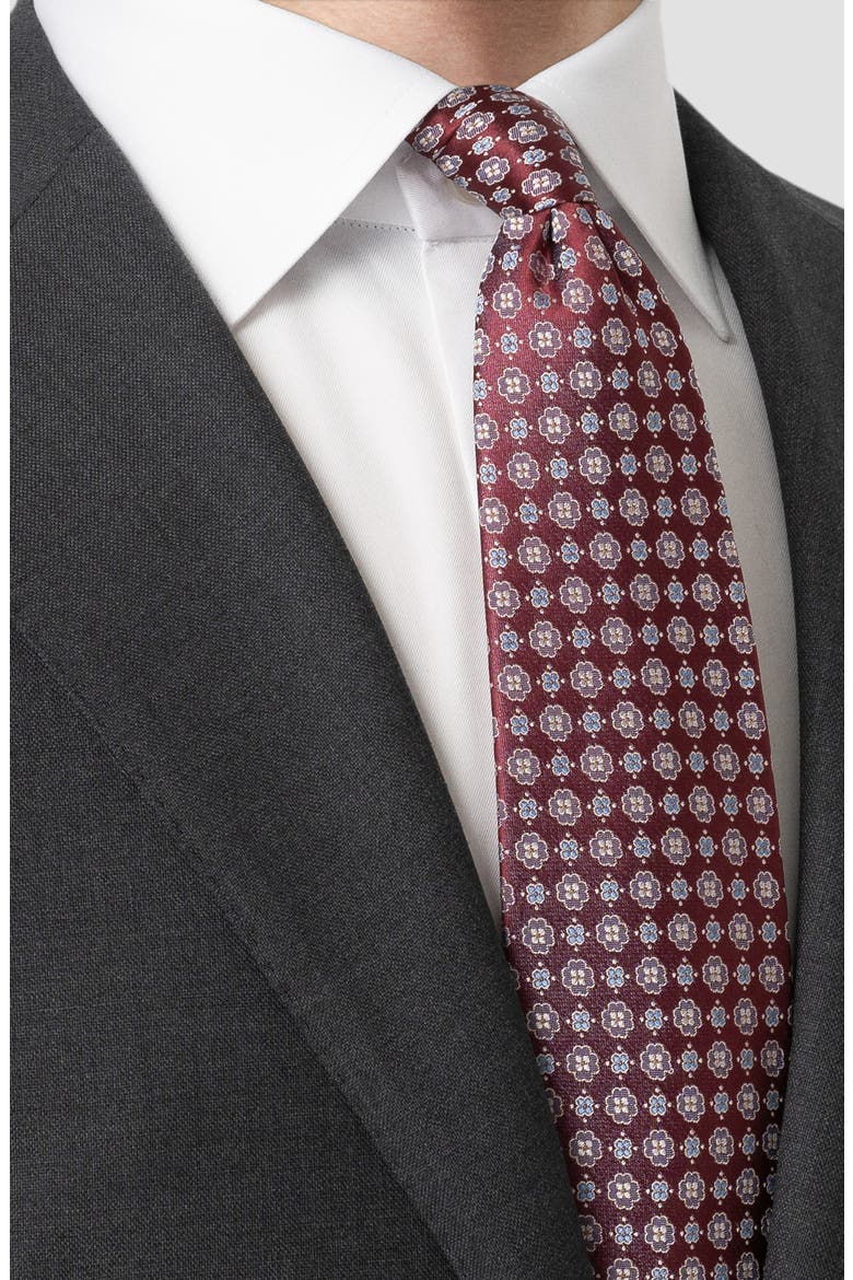 Floral Jacquard Silk Tie, Alternate, color, MEDIUM RED