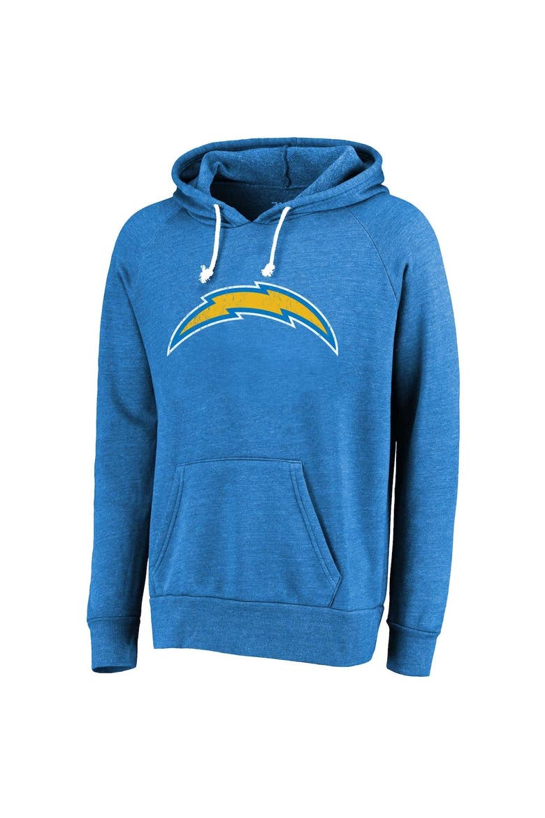 Men's Majestic Threads Justin Herbert Powder Blue Los Angeles Chargers Name & Number Tri-Blend Pullover Hoodie, Alternate, color, Powder Blue