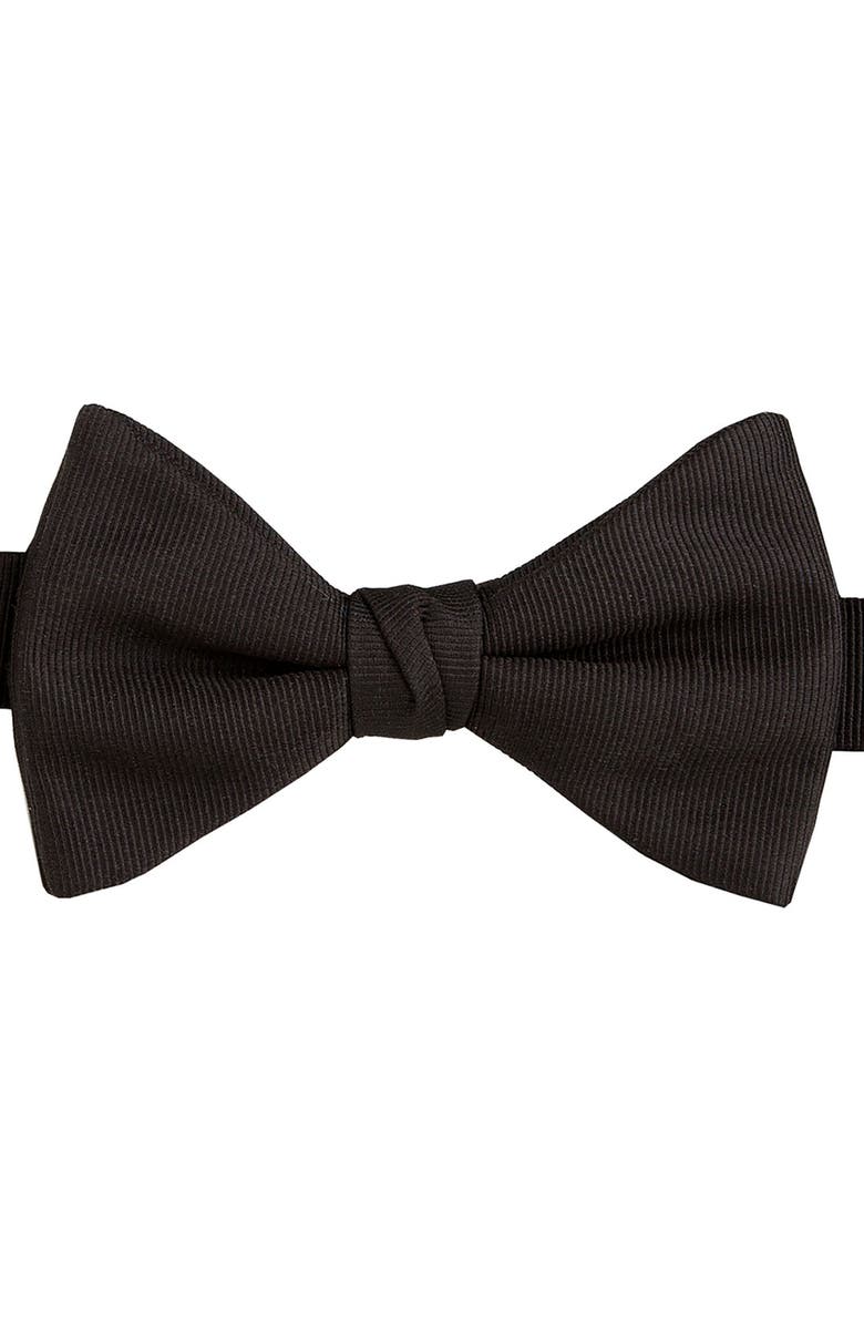 David Donahue Black Silk Adjustable Cummerbund & Bow Tie Set, Alternate, color,