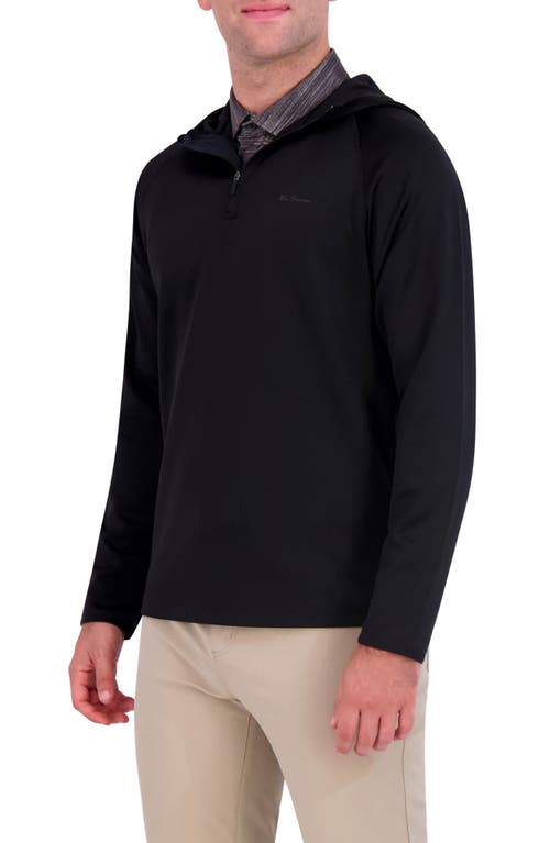Ben Sherman Scuba Knit Quarter Zip Hoodie In Black