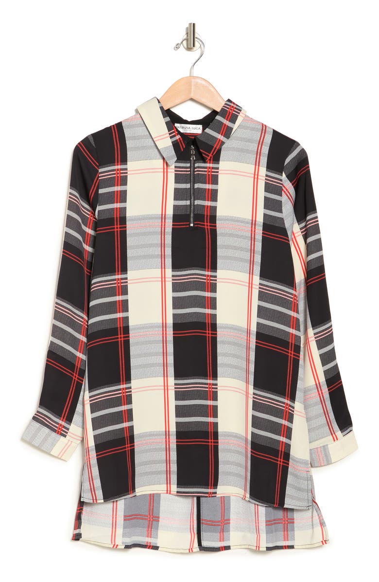 PATRIZIA LUCA Zip Front Plaid Shirt, Alternate, color,