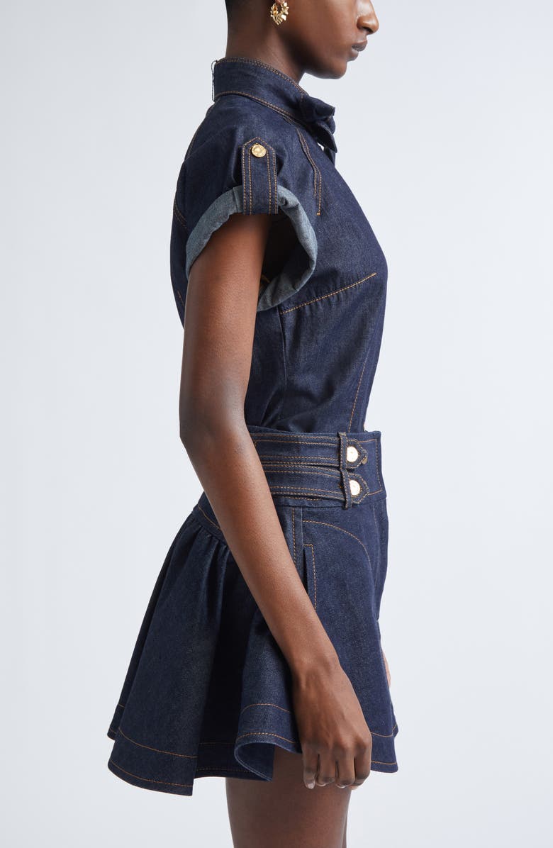 Zimmermann Tie Neck Denim Shirt, Alternate, color, Night Sky