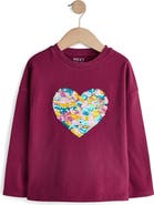 NEXT Kids' Sequin Heart Long Sleeve T-Shirt