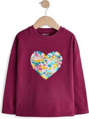 NEXT Kids' Sequin Heart Long Sleeve T-Shirt