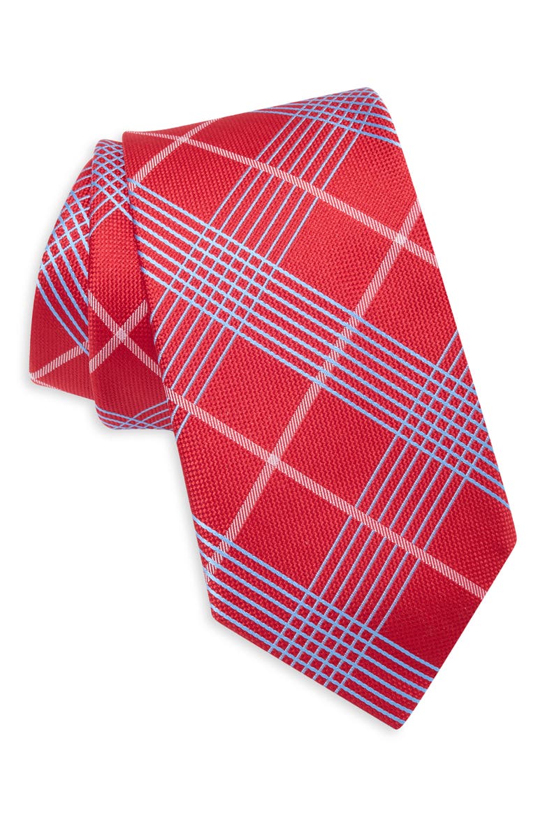 Hayden Plaid Tie, Main, color, RED