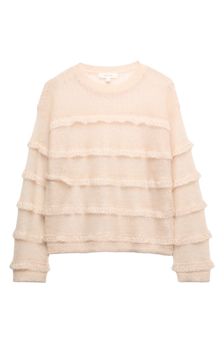 PER UNA BY M&S Sheer Ruffle Jumper, Main, color, Oyster Pink