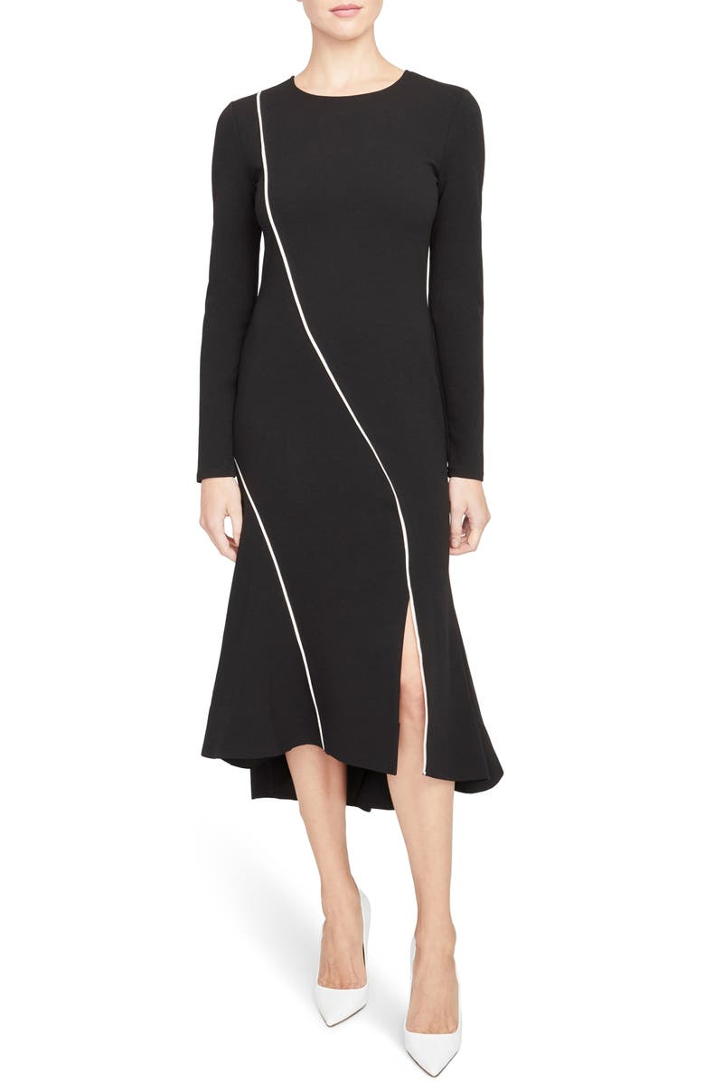 Rachel Roy Collection Piping Detail Side Slit Midi Dress, Main, color,