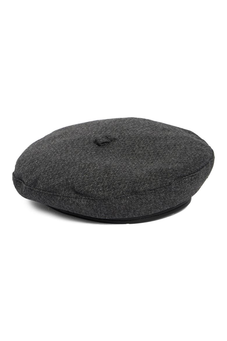 Herringbone Beret, Alternate, color, BLACK