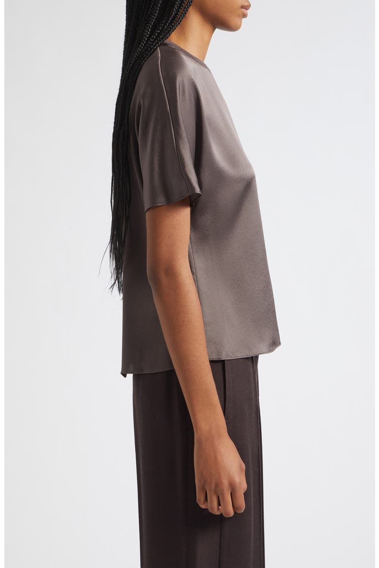 Lena Crewneck Silk T-Shirt, Alternate, color, MAUVE