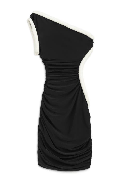 Nocturne Twist & Ruched One-shoulder Mini Dress In Black