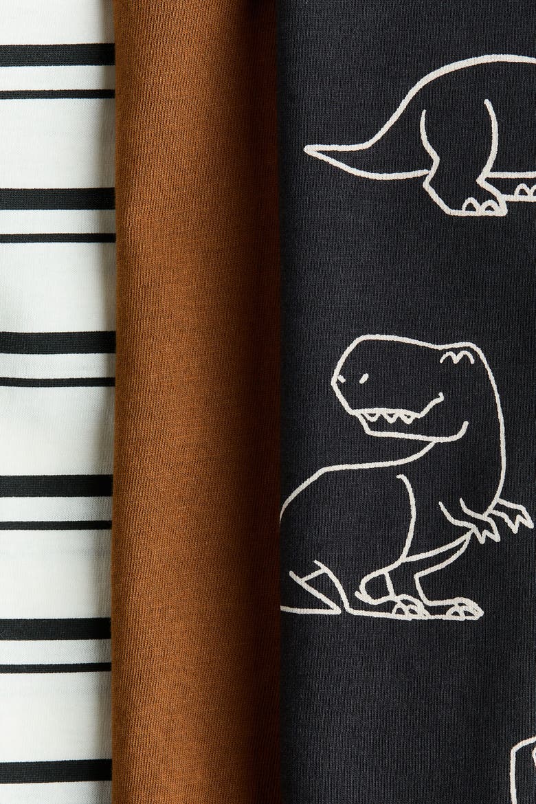 3-pack Cotton T-shirts, Alternate, color, Dark gray/dinosaurs
