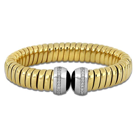 Black Onyx & Cubic Zirconia Bangle Bracelet