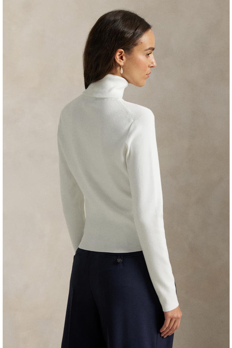 Cotton Blend Turtleneck Top, Alternate, color, WHITE