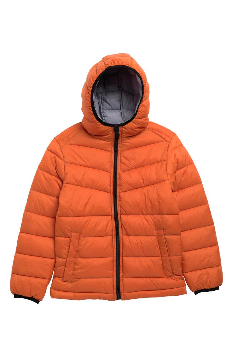 Urban Republic Kids' Packable Hooded Puffer Jacket, Main, color, Burnt Orng