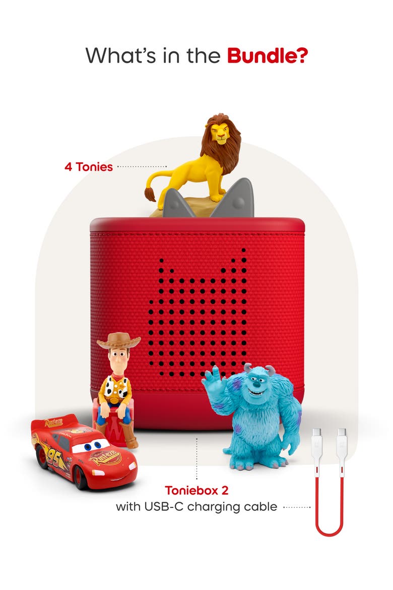 Toniebox 2 Playtime Set & Disney® & Pixar Character Bundle Set, Alternate, color, SUNSET RED