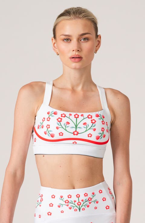 Day/Night Garden Reversible Racerback Sports Bra