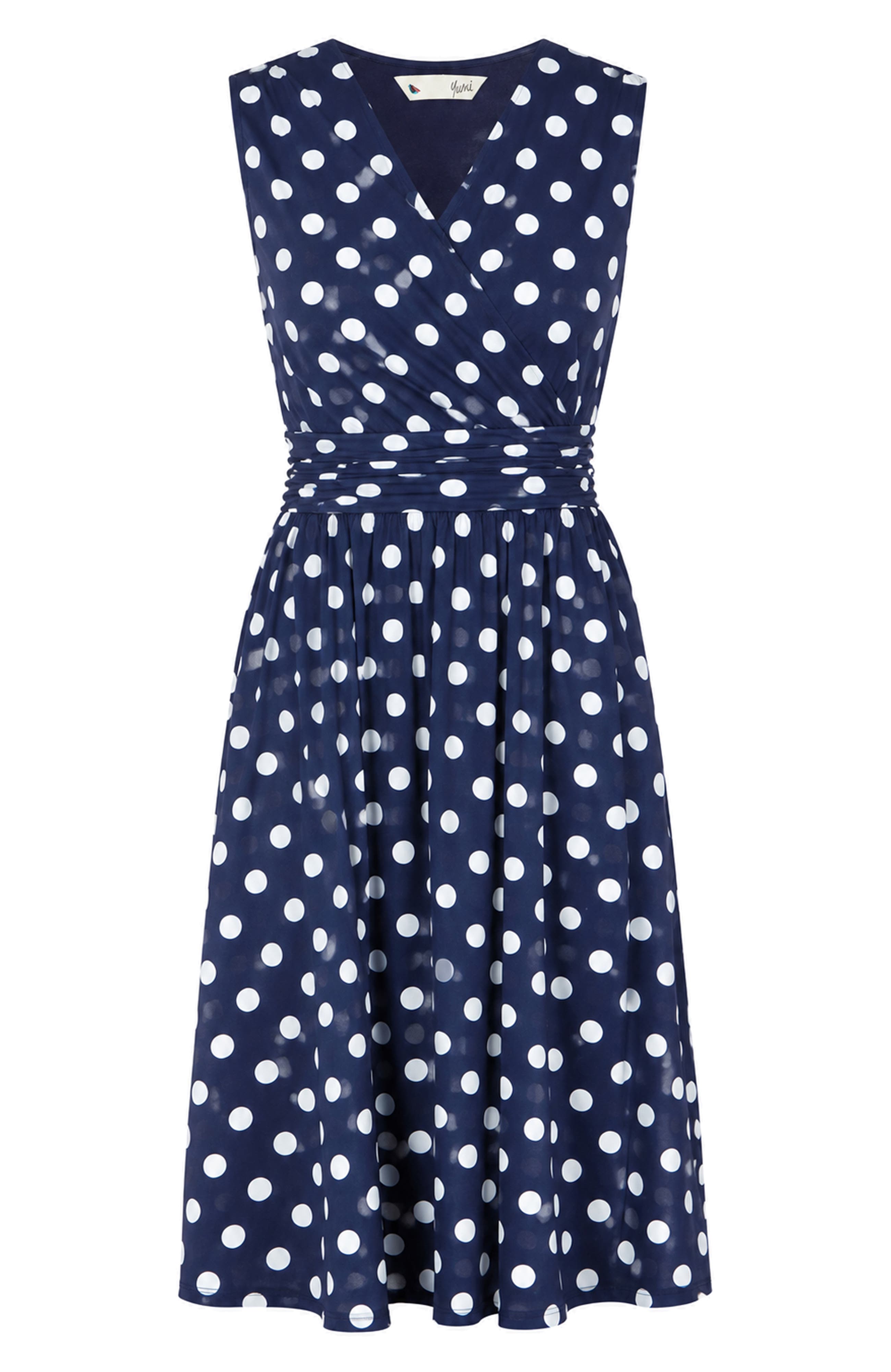 Yumi Polka Dot Mesh Wrap Skater Dress (Women) | Nordstrom